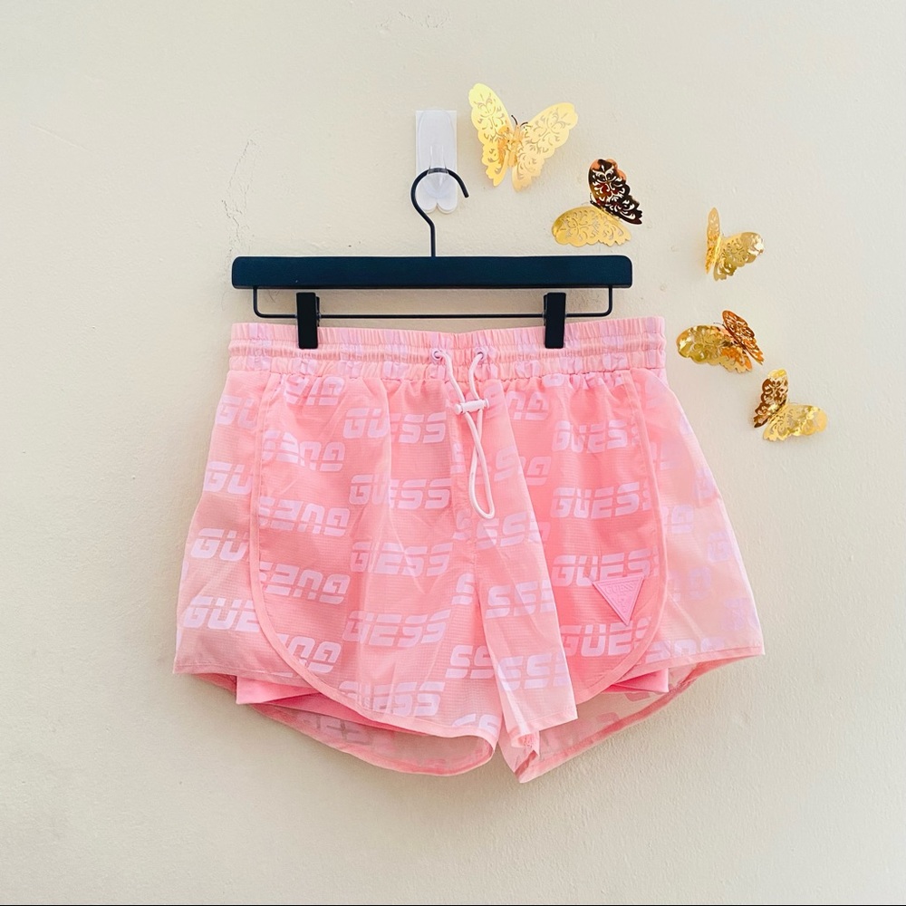GUESS Shorts Pink Logo Active Size M - Picture 2 of 5